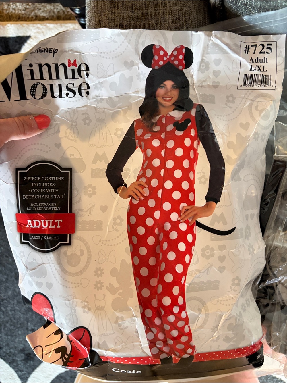 Disney Minnie Mouse Kids Red and White Polka Dot Costume with Black Accents